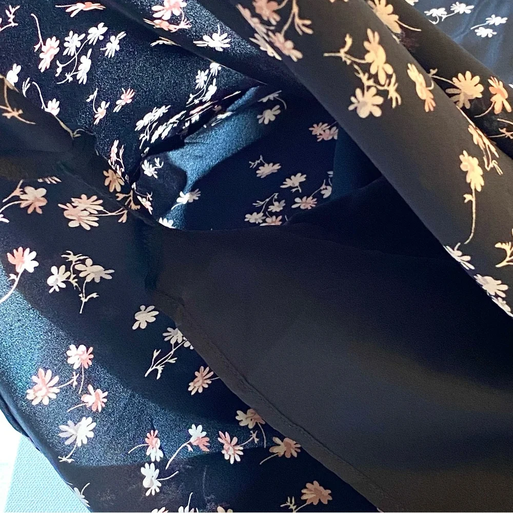 NWT Ann Taylor Black Floral Long Sleeve Boho Dress, Size 14T - Picture 6 of 9